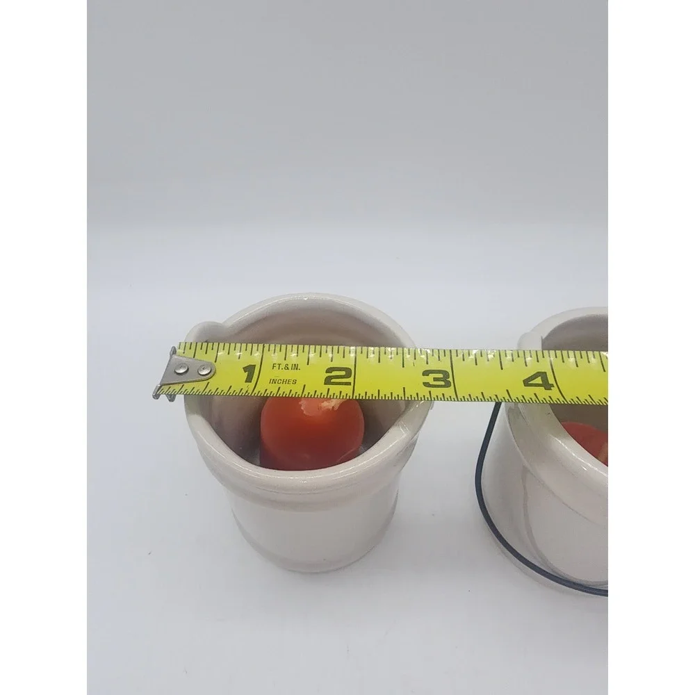 Set of 2 Ceramic Bird Votive Candle Holders with Wire Handles Hand Painted